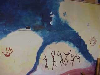 muurschildering in de Blauwe