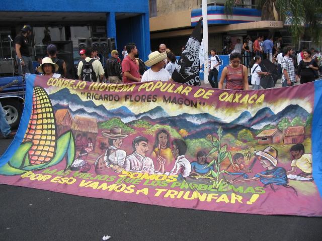 indigena's Oaxaca in de manifestatie