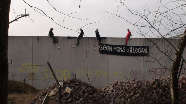 on the wall with activists