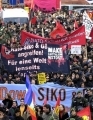 Protesters march in downtown Munich, southern Germany, during a rally