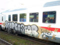 Stop Castor graffiti on an Inter-City train