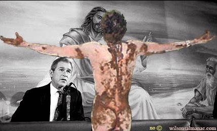 Bush, Jesus Christ, Abu Ghraib parody photo from Wilson's Almanac