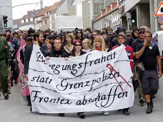 demo in Lübeck tegen Frontex
