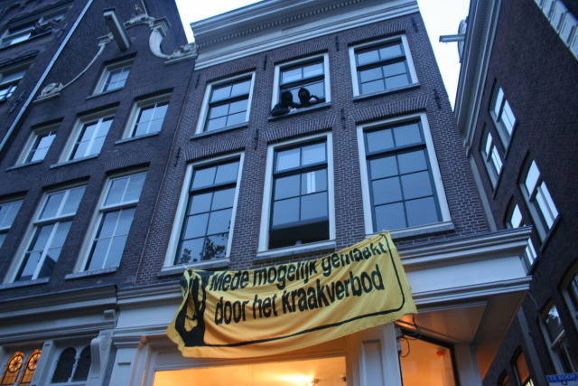 The freshly squatted building on the spuistraat