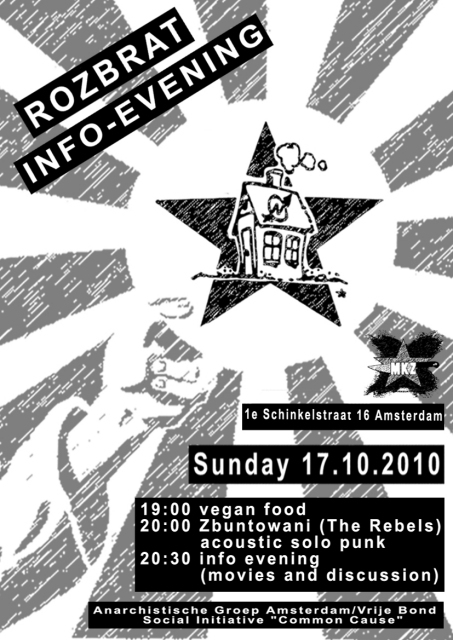 Poster/front of the flyer for Info Rozbrat at MKZ
