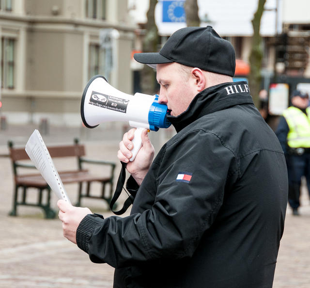 rechtsextremist Barry Kluft ANS manifestatie 02-03-2013 Den Haag