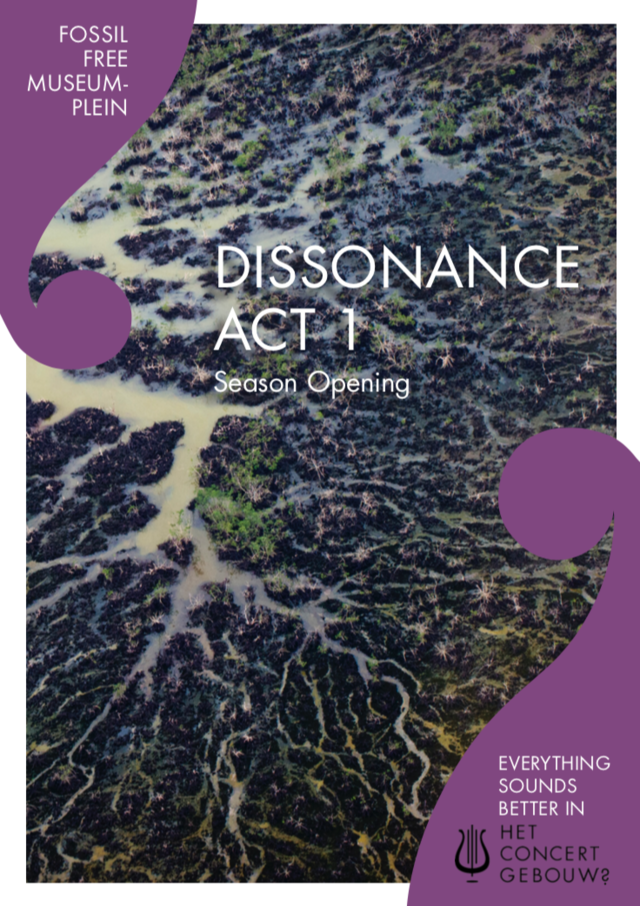 Flyer of the Concertgebouw Flyer front of the Niger Delta with the text "Dissonance Act 1"