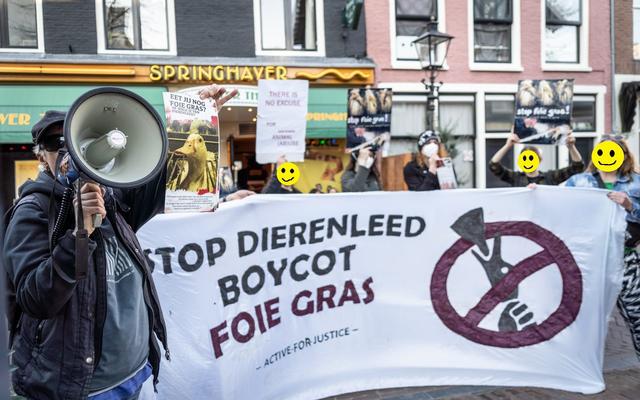 Demonstratie: Boycot foie gras! Demonstratie: Boycot foie gras!